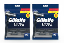 2 X Gillette Blue II Men's Disposable Razors 20 each (PACKAGING DAMAGED)