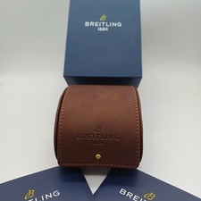 Breitling New Watch Box Brown Genuine Leather Roll Travel Pouch Single 