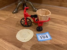 Sylvanian families beautiful Red trike with wicker basket and hat immaculate ❤️
