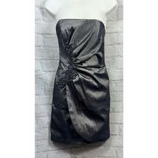 Xscape Bodycon Dress Fits UK Size 10 Steel Grey Strapless Bandeau Beaded Sequin