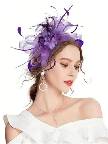 Flower feather hair hat - flower,