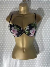 Womens La Senza Uk 34C Black Mesh Floral Padded Underwired Casual T-Shirt Bra