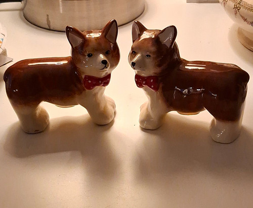 Ceramic dog salt pepper - ceramic,