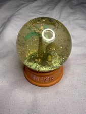 Easter Sequin Snow Globe Bunny & Chick in Hut Coco Egg Palm on Tropical Island