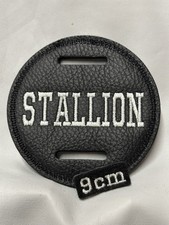 1 X 9cm BLACK  LEATHER Black STALLION Bridle Disc Disk Badge   Show Showing