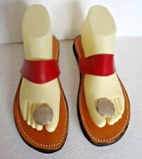 100% MOROCCAN LEATHER  TOE POST SANDALS  * RED