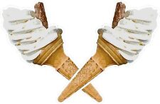 GIANT ICE CREAM VAN STICKER CONE WITH FLAKE PAINTED EFFECT LEFT & RIGHT DECALS