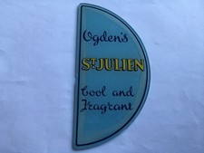 SCARCE C1950s VINTAGE OGDEN’S St JULIEN COOL AND FRAGRANT TOBACCO GLASS SIGN