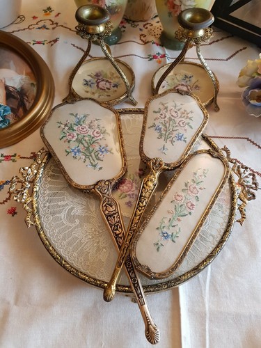 Vintage petitpoint round - petitpoint,