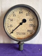 Vintage Brass Pressure Gauge 7” Diameter  Untested