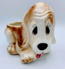 Vintage Ceramic Small Hound Puppy Dog Flower Succulent Planter Pot Holder Plant