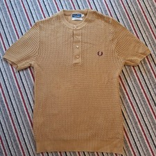 Fred Perry Made In Italy Reissues Gold Textured Knit Small 38" Rare Mod Weller