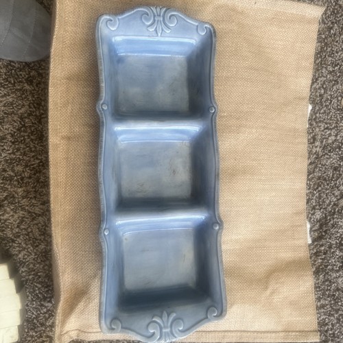 Blue three dish condiment tay - blue,