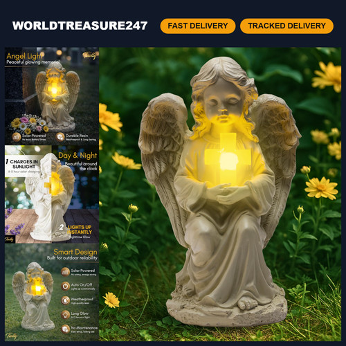 Solar angel garden - garden, statue