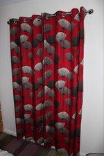 Sanderson Dandelion Clocks (Red colour way) pair of Eyelet curtains