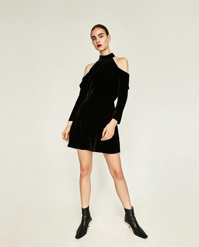 Zara women black velvet cold - women's,
