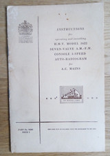 Vintage Instructions for operating & installing HMV Model 1622 auto-radiogram