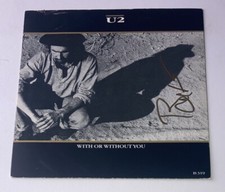 SIGNED BRIAN ENO U2 WITH OR WITHOUT YOU 7” VINYL RARE AUTHENTIC BONO