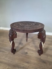 Antique Early 20th Century Bermese Carved Elephant Occasional Sidetable