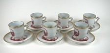 Antique Set 6 Serves Porcelain Coffee Cups Demi Tasse France 19th