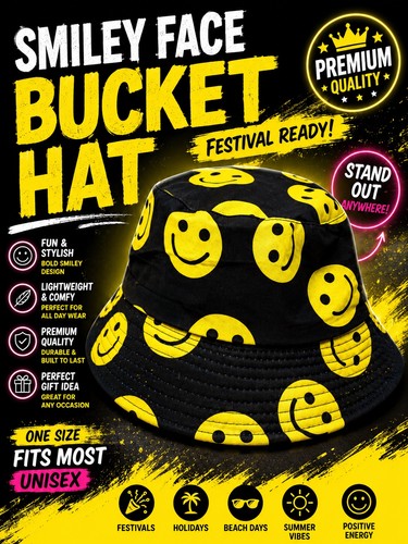 Black smiley face bucket - smiley,