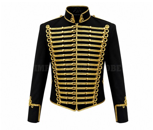 Black military hussar jacket - black,