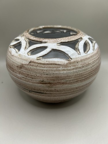 Studio pottery pierced pot - studio,