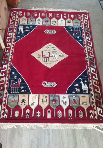 Burgundy red rug - red, with