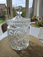 Vintage Cut Glass Cookie Biscuit Barrel / Jar. 26 Cm Tall X 16cm Diameter Approx