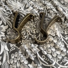 Pair Of Antique Brass Curtain Pole Hooks.  Contemporary Design. Weighty.