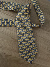 Thomas pink 100% Silk  Yellow Tie Country Races Horse