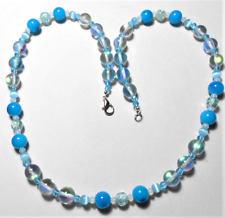 24" necklace, Blue, Clear a.b