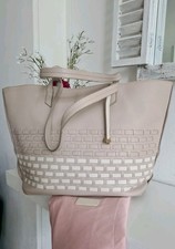 Radley Leather Shoulder Bag Tote Beige Large  Woven Handbag Thatch Close Handbag