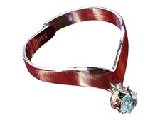 Sarah Coventry Silvertone Wishbone and Blue Stone Ring