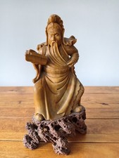 Soap Stone Hand Carved Chinese Guan Gong Deity God Statue, GuanYunChang, War god