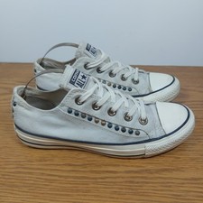 Converse All Star Woman's Studded Low Top Trainers Shoes Sneakers Grey Size UK 4