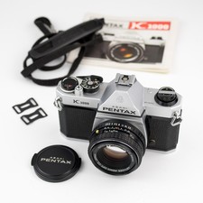 SERVICED!… ASAHI PENTAX K1000 *V1* 35mm SLR CAMERA + SMC M50/2 LENS… *Nr. MINT*