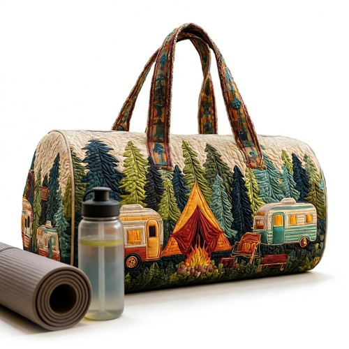 Hippie van quilted duffle bag - hippie,