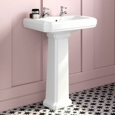 Victorian Traditional Pedestal Basin Double 2 Tap Hole 570mm