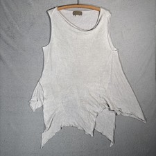 Zuza Bart Top Women’s XL Linen White Ivory Cotton Natural Fibers Lagenlook Artsy