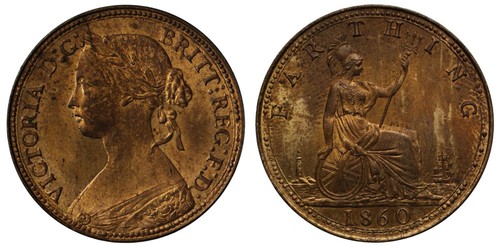 Victoria 1860 farthing bronze - 1860,