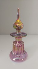 Vintage Style Irridescent Glass Perfume Bottle 13cm Handmade Collectable Signed