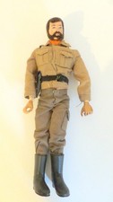 1964 PALITOY HASBRO ACTION MAN BLACK FLOCKED HAIR AND BEARD WITH SCAR