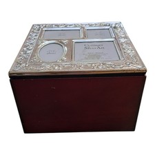Godinger Silver Art Silver-Plated Wooden Photo Box – 4 Frame Lid /Jewellery gift