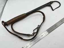Antique Brass Salmon Fishing Gaff With Turned Wood Handle Telescopic With Strap