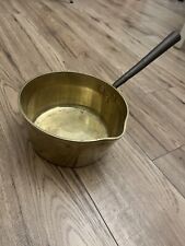 ANTIQUE FRENCH HEAVY BRASS STOVE TOP SAUCEPAN, FRENCH BRASS SKILLET Unique