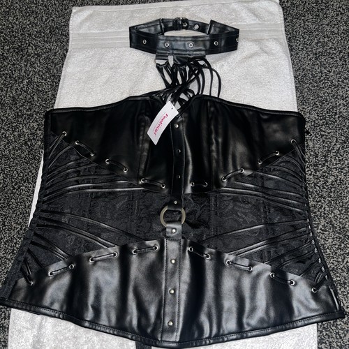 Women faux leather corset - faux, corset/
