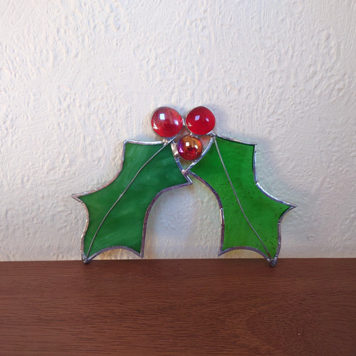 Stained glass handmade holly - handmade,