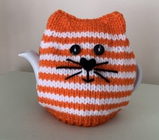 New Hand Knitted Orange/White