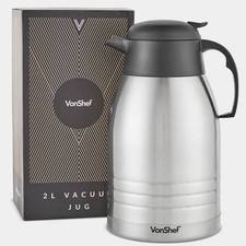 VonShef 2L Stainless Steel Vacuum Jug – Double Wall Insulated Flask